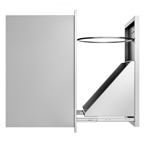 Stainless Steel Trash Drawer With Trash Bag Ring & Square Cut-Out Lower Sliding Rails Waterproof