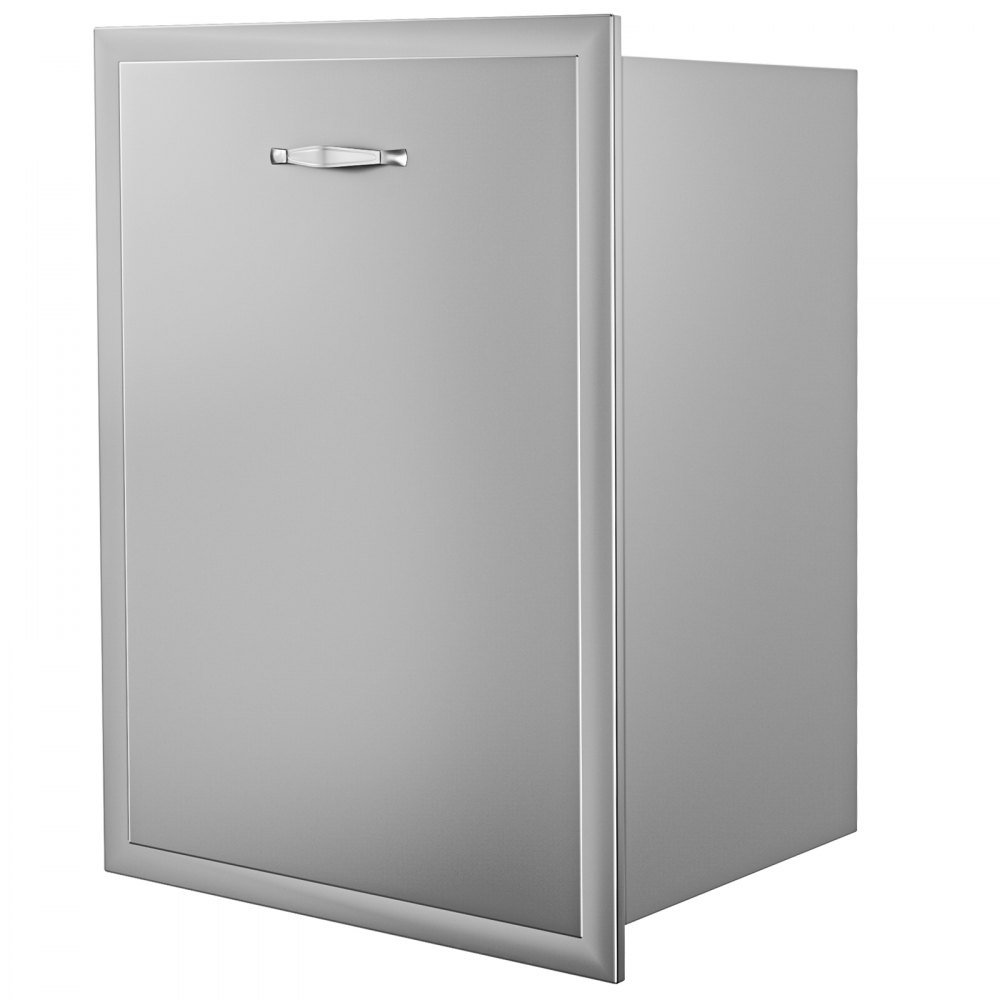 VEVOR Slide Out Trash Drawer Stainless w/ Trash Bag Ring for BBQ Island 50x67cm