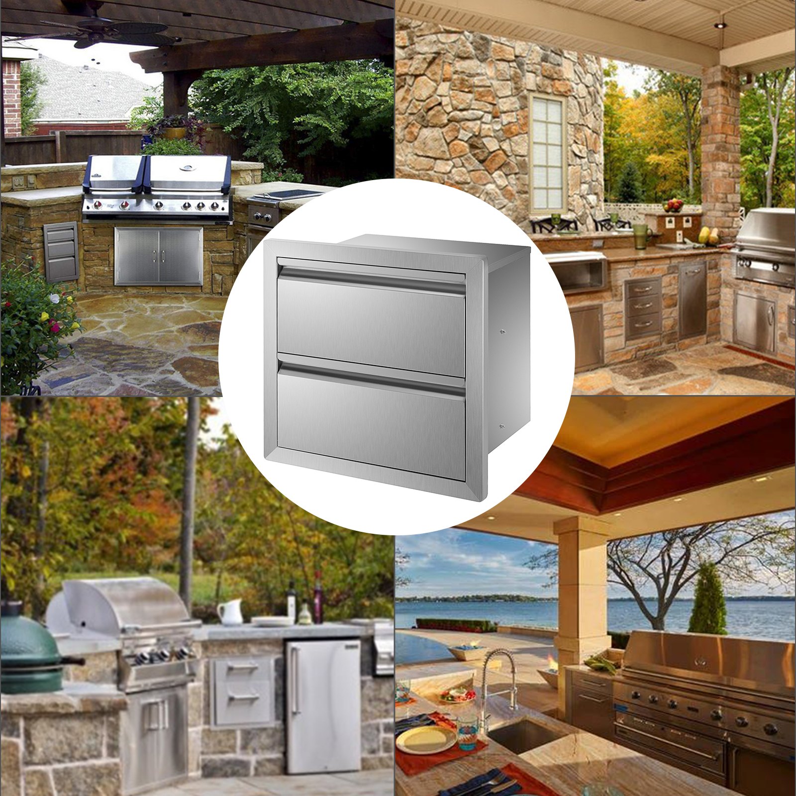 VEVOR Stainless Steel Outdoor Kitchen Drawers, Drawers Outdoor 490x 490mm
