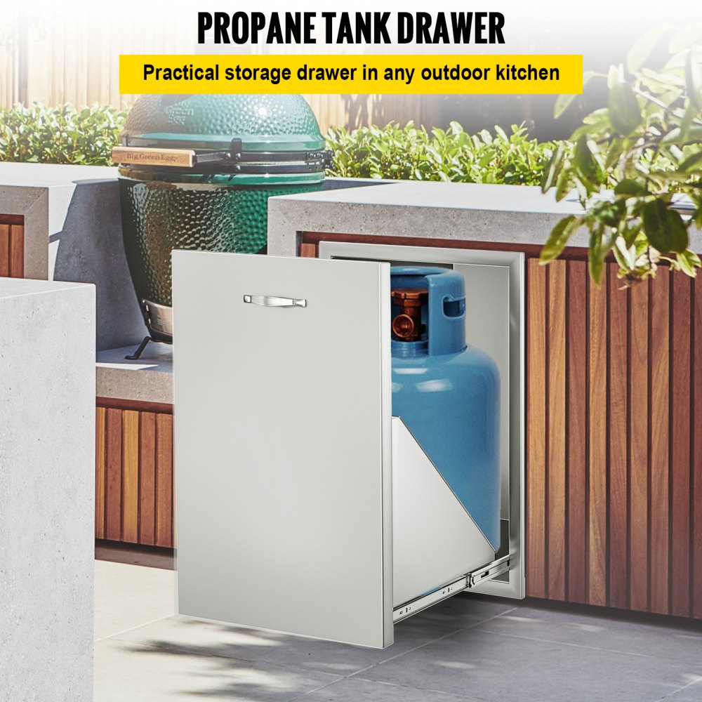 VEVOR Outdoor Kitchen Propane Tank Drawer 16Wx22Hx16D Inch Stainless Steel Pull Out Trash Drawer with Handle for Outdoor Kitchen BBQ Island