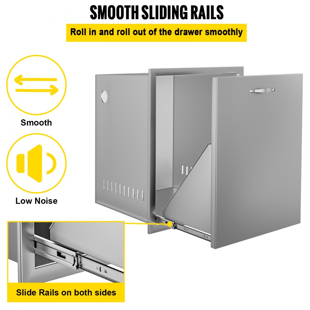 VEVOR Outdoor Kitchen Propane Tank Drawer 16Wx22Hx16D Inch Stainless Steel Pull Out Trash Drawer with Handle for Outdoor Kitchen BBQ Island