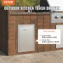 VEVOR outdoor kitchen drawer in brick setting with size details and easy assembly message.