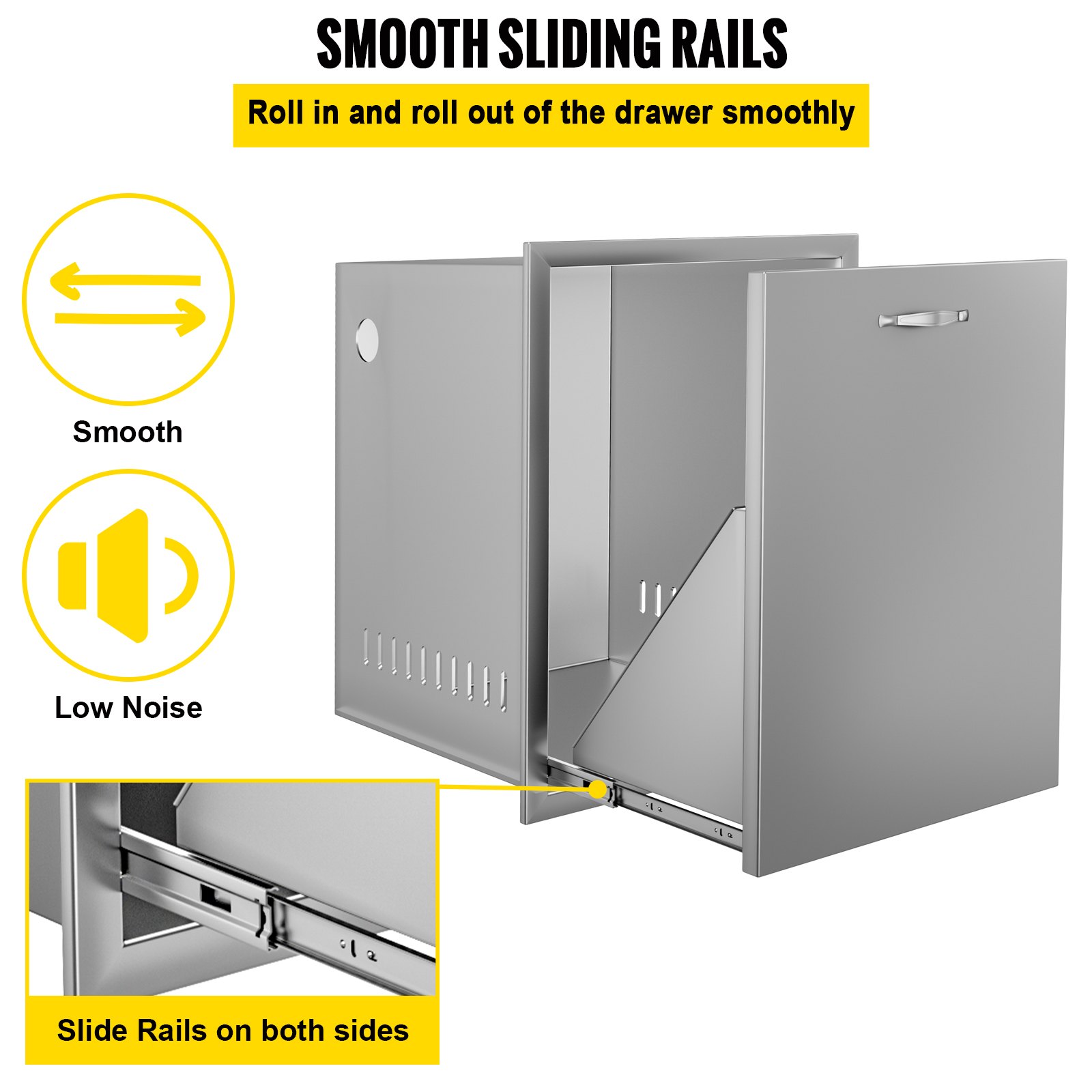 VEVOR Outdoor Kitchen Propane Tank Drawer 16Wx22Hx16D Inch Stainless Steel Pull Out Trash Drawer with Handle for Outdoor Kitchen BBQ Island