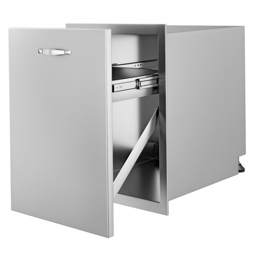 Pull Out Trash Drawer 17.7"x22.8" Trash Bin Stainless Outdoor Kitchen BBQ Island