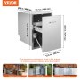 VEVOR Pull Out Trash Drawer 17.7x22.8 Inch Raised Style Trash Bin with Pull-Out Tray Stainless Steel Trash Drawer with Handle for Outdoor Kitchen BBQ Island