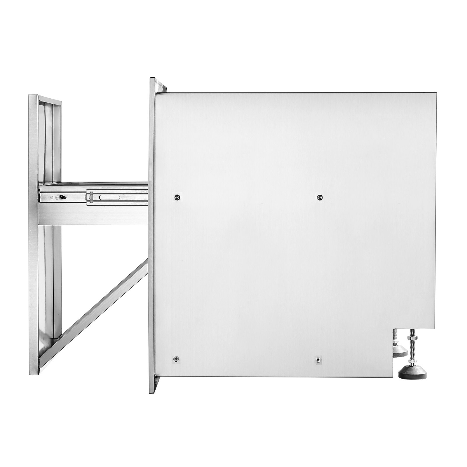 VEVOR Pull Out Trash Drawer 17.7x22.8 Inch Raised Style Trash Bin with Pull-Out Tray Stainless Steel Trash Drawer with Handle for Outdoor Kitchen BBQ Island, Trash Can Not Included
