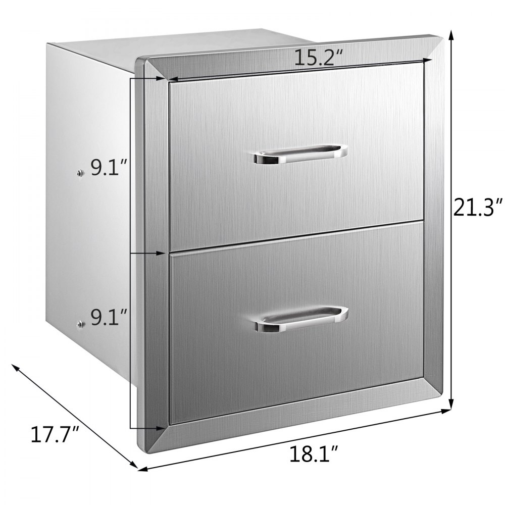 VEVOR BBQ Double Drawer 46x54CM Chest Of Drawer Outdoor Kitchen Outdoor Grilling