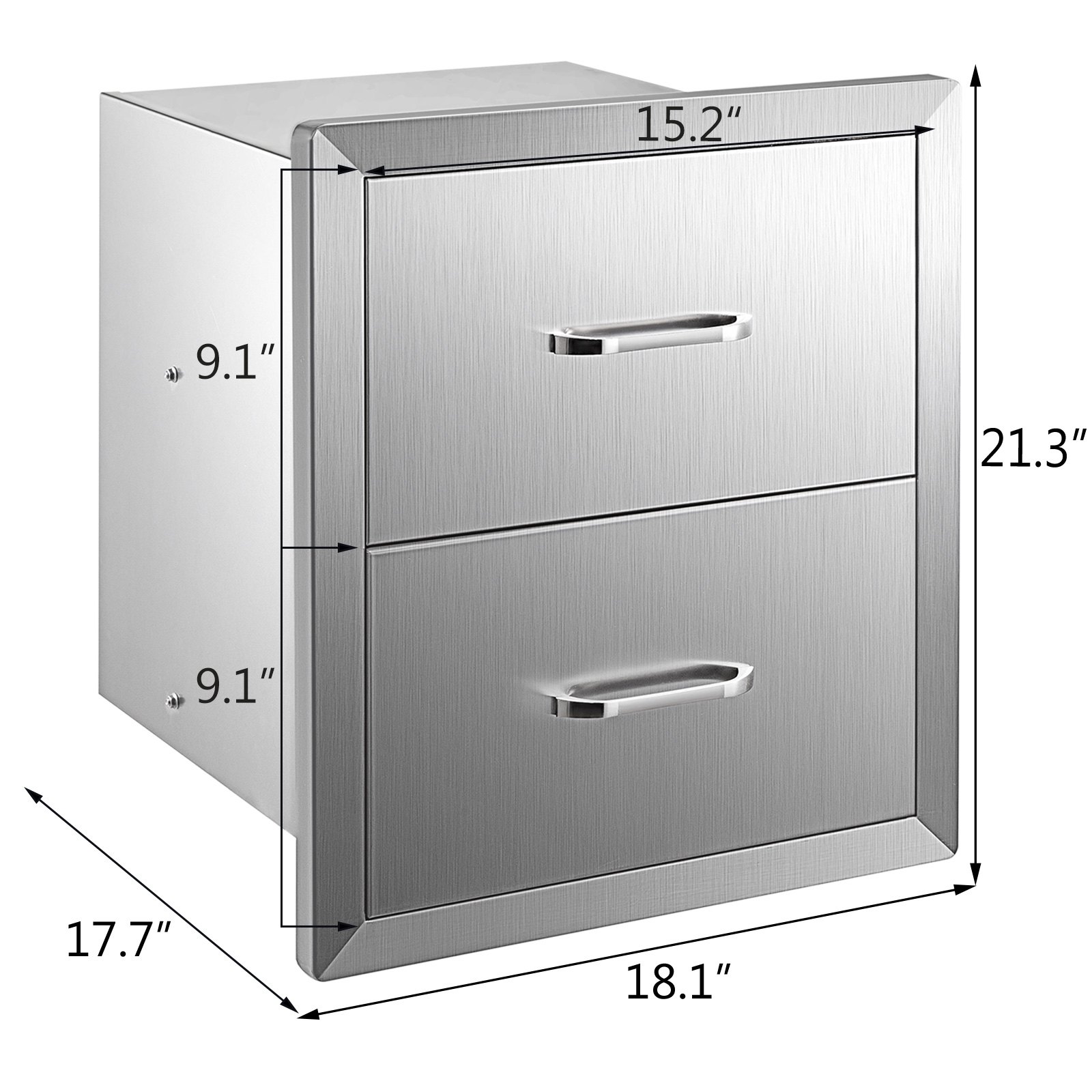 VEVOR BBQ Double Drawer 46x54CM Chest Of Drawer Outdoor Kitchen Outdoor Grilling