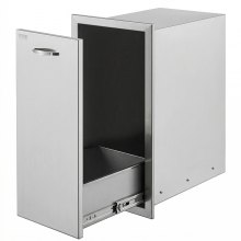VEVOR Pull Out Trash Drawer 13.6Wx26Hx19.3D Inch Lower Sliding Rails Stainless Steel Roll Out Trash Bin Pull Out Tray Outdoor Kitchen Trash Drawer with Handle for BBQ Island Grill Station No Trash Can
