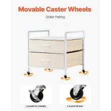 VEVOR Mini Fridge Stand with Storage, 176 lb-Capacity Mini Fridge Table with 2 Drawers & 4 Swivel Wheels, Mobile Mini Fridge Shelf, White Mini Fridge Organizer for Dorm, Apartment, Office, Bedroom