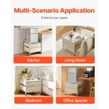 VEVOR Mini Fridge Stand with Storage, 176 lb-Capacity Mini Fridge Table with 2 Drawers & 4 Swivel Wheels, Mobile Mini Fridge Shelf, White Mini Fridge Organizer for Dorm, Apartment, Office, Bedroom