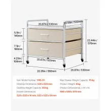 VEVOR Mini Fridge Stand with Storage, 176 lb-Capacity Mini Fridge Table with 2 Drawers & 4 Swivel Wheels, Mobile Mini Fridge Shelf, White Mini Fridge Organizer for Dorm, Apartment, Office, Bedroom