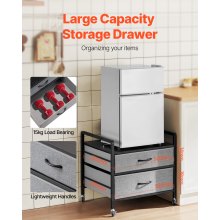 VEVOR Mini Fridge Stand with Storage 176 lbs Gray Mini Fridge Table 2 Drawers