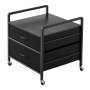 VEVOR Mini Fridge Stand with Storage, 176 lb-Capacity Mini Fridge Table with 2 Drawers & 4 Swivel Wheels, Mobile Mini Fridge Shelf, Black Mini Fridge Organizer for Dorm, Apartment, Office, Bedroom