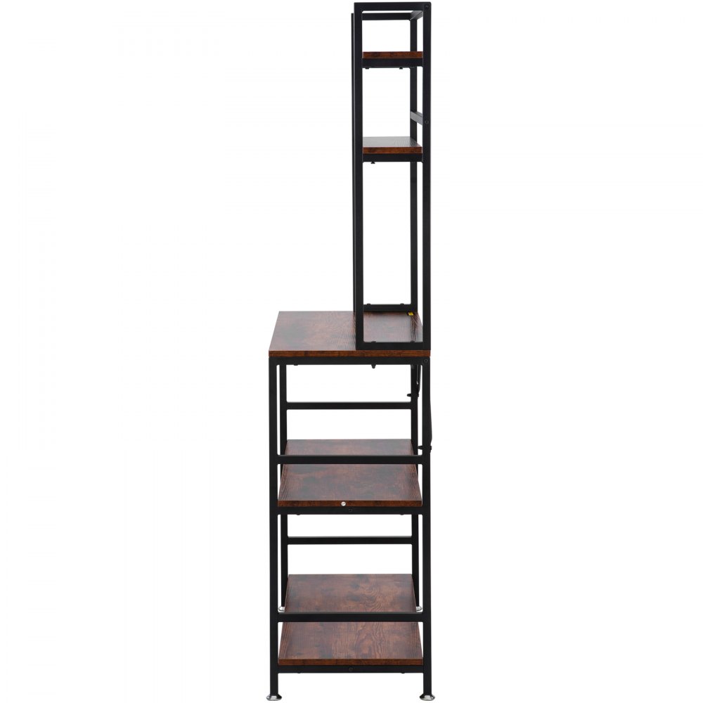 VEVOR Kitchen Baker's Rack, 5-Tier Microwave Stand with 6 Hooks Utility Storage Shelf, Industrial Bakers Racks for Kitchens with Storage, Standing Kitchen Rack for Home Bar, Coffee Bar, Dining Room
