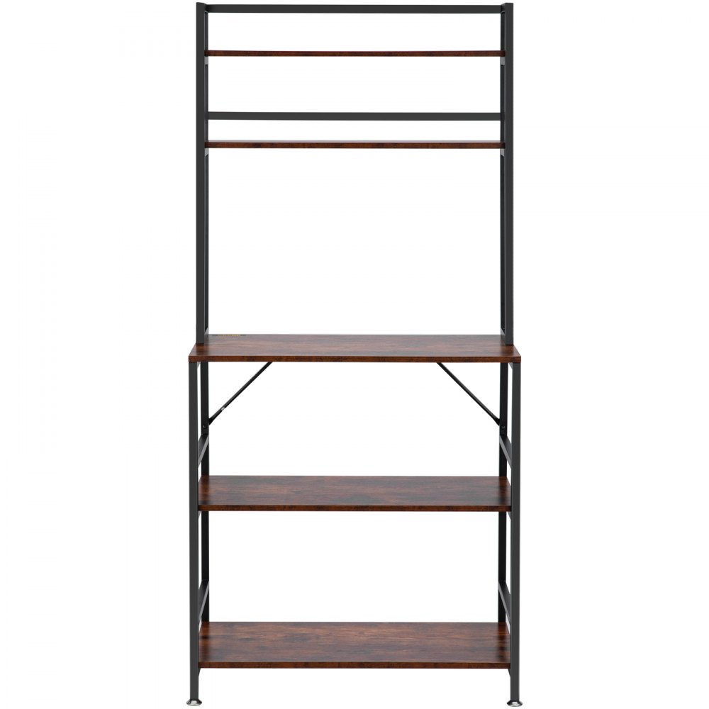 VEVOR Kitchen Baker's Rack, 5-Tier Microwave Stand with 6 Hooks Utility Storage Shelf, Industrial Bakers Racks for Kitchens with Storage, Standing Kitchen Rack for Home Bar, Coffee Bar, Dining Room