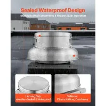 VEVOR Roof Exhaust Fan, Attic Vent Fan with High-Power Motor, 24.8inch Fan Base Heavy-Duty Aluminum Alloy, Speed Control Adjustable Airflow 4000/5000CFM, Compact for Garage,Kitchen,Bathroom,Silver
