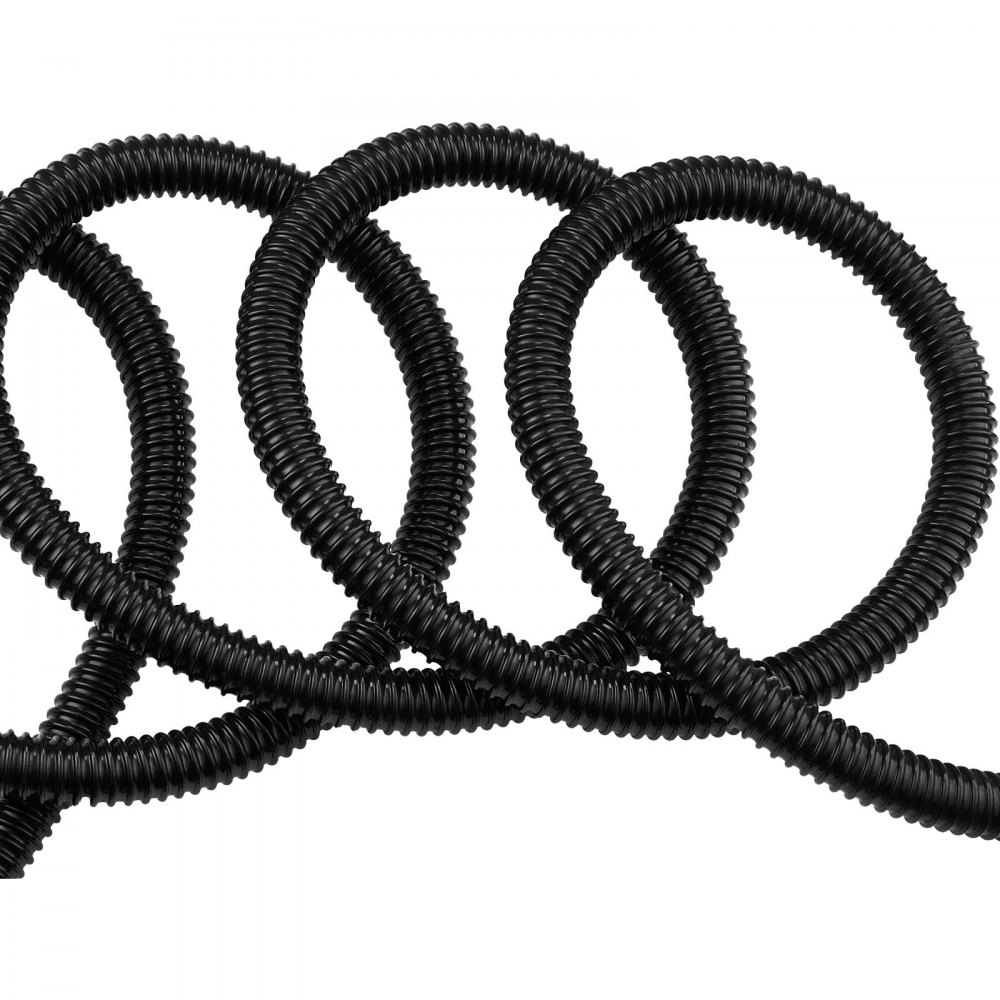 VEVOR 21 ft Corrugated Pond Tubing, 1 inch Inner Diameter, Flexible PVC Hose, Black Drain Pipe, Plastic Corrugated Water Tubing for Pond, Pump, Fountain, Garden, Swimming Pools, Filters, (1 pcs)