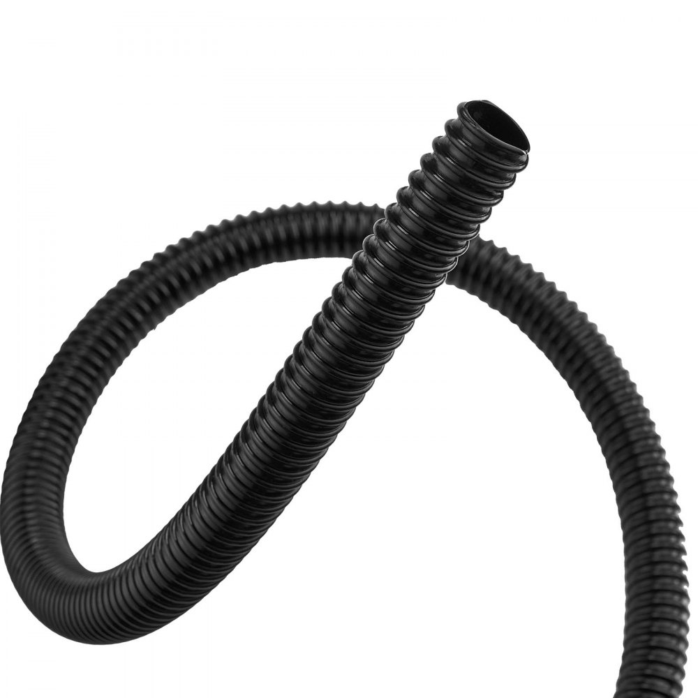 VEVOR 21 ft Corrugated Pond Tubing, 1 inch Inner Diameter, Flexible PVC Hose, Black Drain Pipe, Plastic Corrugated Water Tubing for Pond, Pump, Fountain, Garden, Swimming Pools, Filters, (1 pcs)