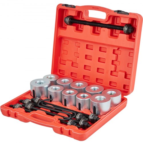 VEVOR 27 PCS Pull and Press Sleeve Kit, 45 # Steel Removal Installation Bushes Bearings Tool Kit, Bush Removal Insertion Sleeve Tool Set Works on Most Cars and LCV, HGV Engines