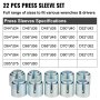 VEVOR 27 PCS Pull and Press Sleeve Kit, 45 # Steel Removal Installation Bushes Bearings Tool Kit, Bush Removal Insertion Sleeve Tool Set Works on Most Cars and LCV, HGV Engines
