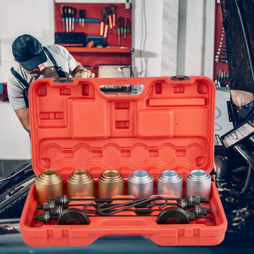 VEVOR 26 PCS Pull and Press Sleeve Kit, 45 # Steel Removal Installation Bushes Bearings Tool Kit, Bush Removal Insertion Sleeve Tool Set Works on Most Cars and LCV, HGV Engines