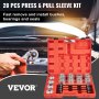 VEVOR Press and Pull Sleeve Kit Bush Bearing Removal Kit  28PCS 45#  Steel & Case
