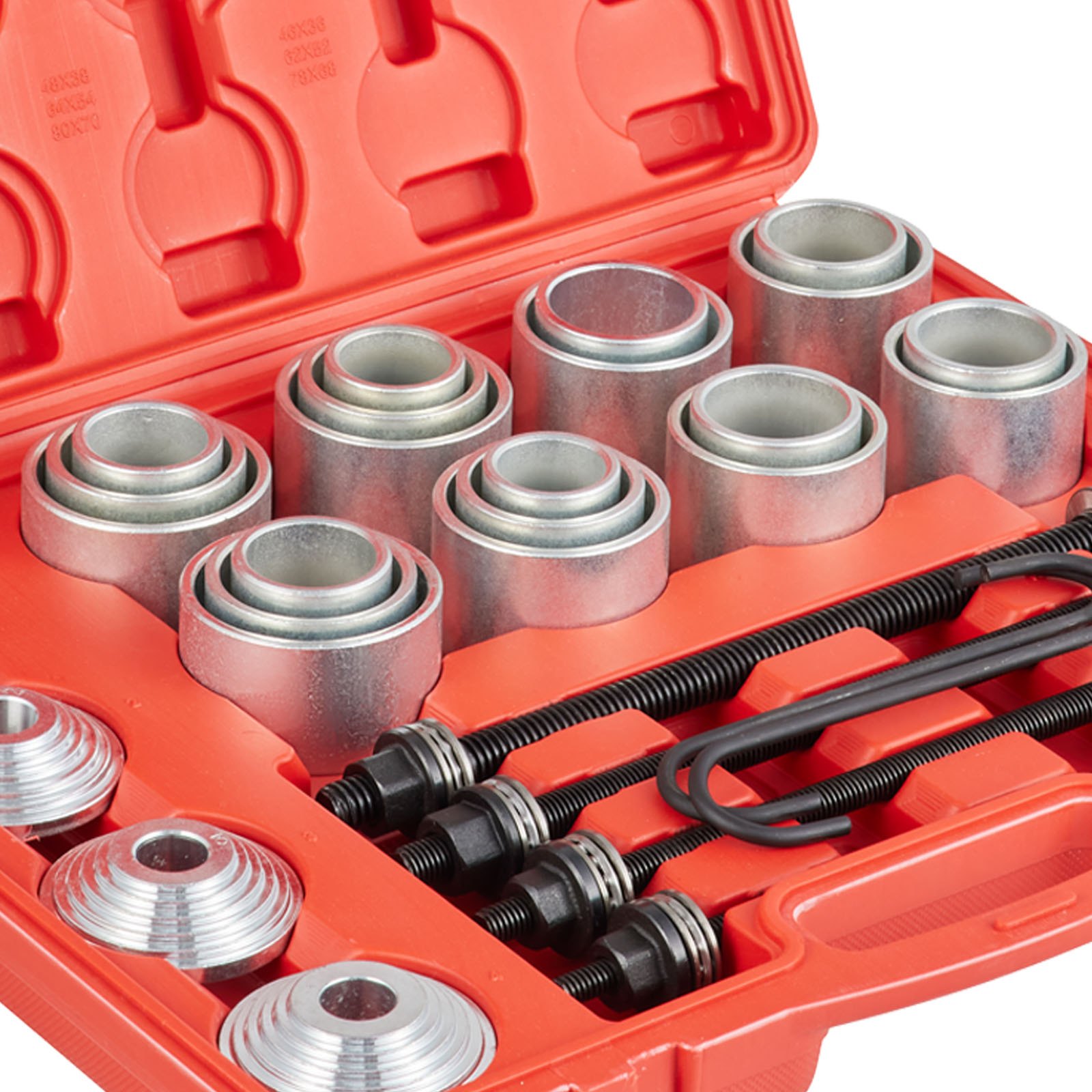 VEVOR 28 PCS Pull and Press Sleeve Kit, 45# Steel Removal Installation Bushes Bearings Tool Kit, Bush Removal Insertion Sleeve Tool Set Works on Most Cars and LCV, HGV Engines