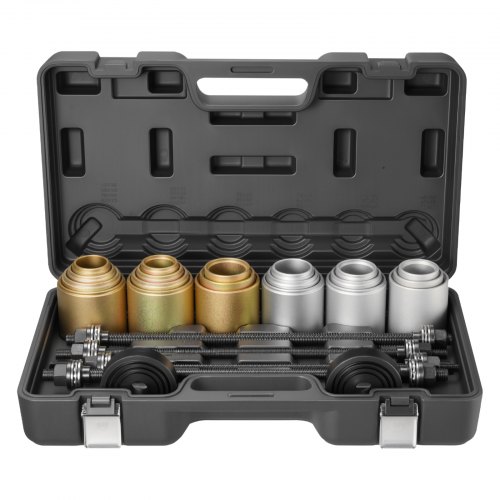 VEVOR Pull and Press Sleeve Kit, 26 PCS, Steel Bush Removal Insertion Sleeve Tools with Carrying Case, Compatible with LCV and HGV Engines, for Removing and Installing Bushings, Bearings, and Seals