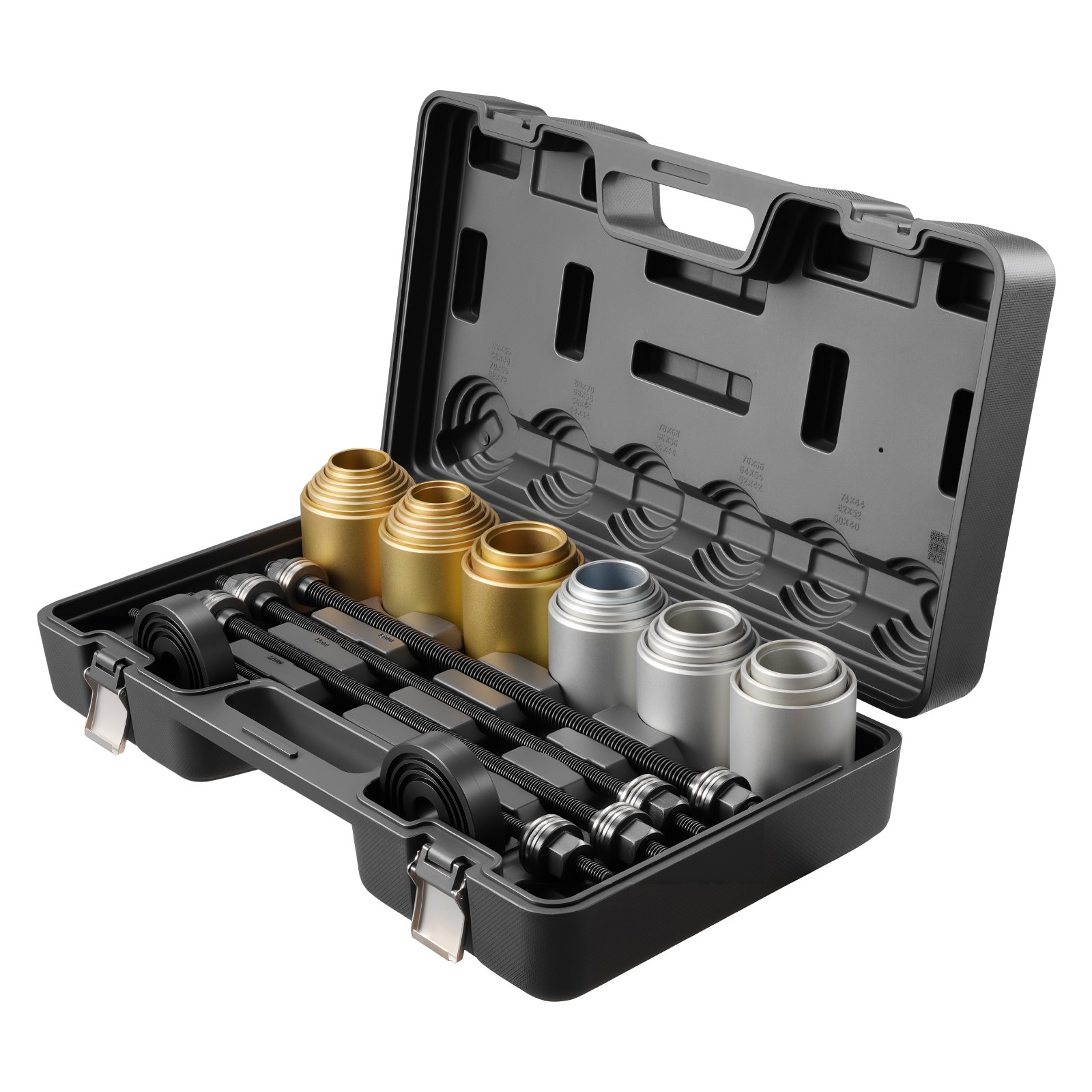 VEVOR Pull and Press Sleeve Kit, 26 PCS, Steel Bush Removal Insertion Sleeve Tools with Carrying Case, Compatible with LCV and HGV Engines, for Removing and Installing Bushings, Bearings, and Seals