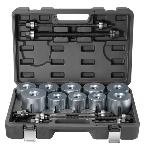 VEVOR Pull and Press Sleeve Kit, 27 PCS, Steel Bush Removal Insertion Sleeve Tools with Carrying Case, Compatible with LCV and HGV Engines, for Removing and Installing Bushings, Bearings, and Seals