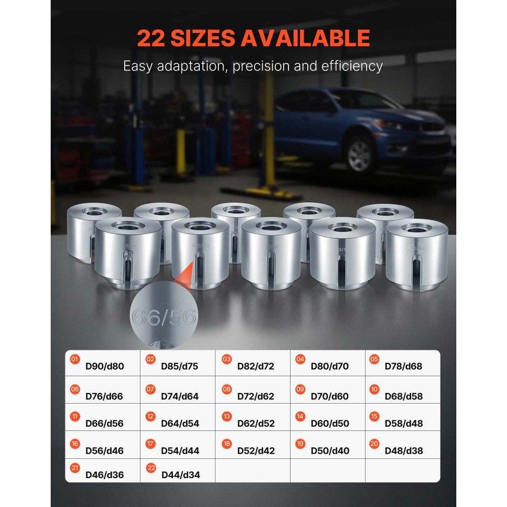 VEVOR Pull and Press Sleeve Kit, 27 PCS, Steel Bush Removal Insertion Sleeve Tools with Carrying Case, Compatible with LCV and HGV Engines, for Removing and Installing Bushings, Bearings, and Seals