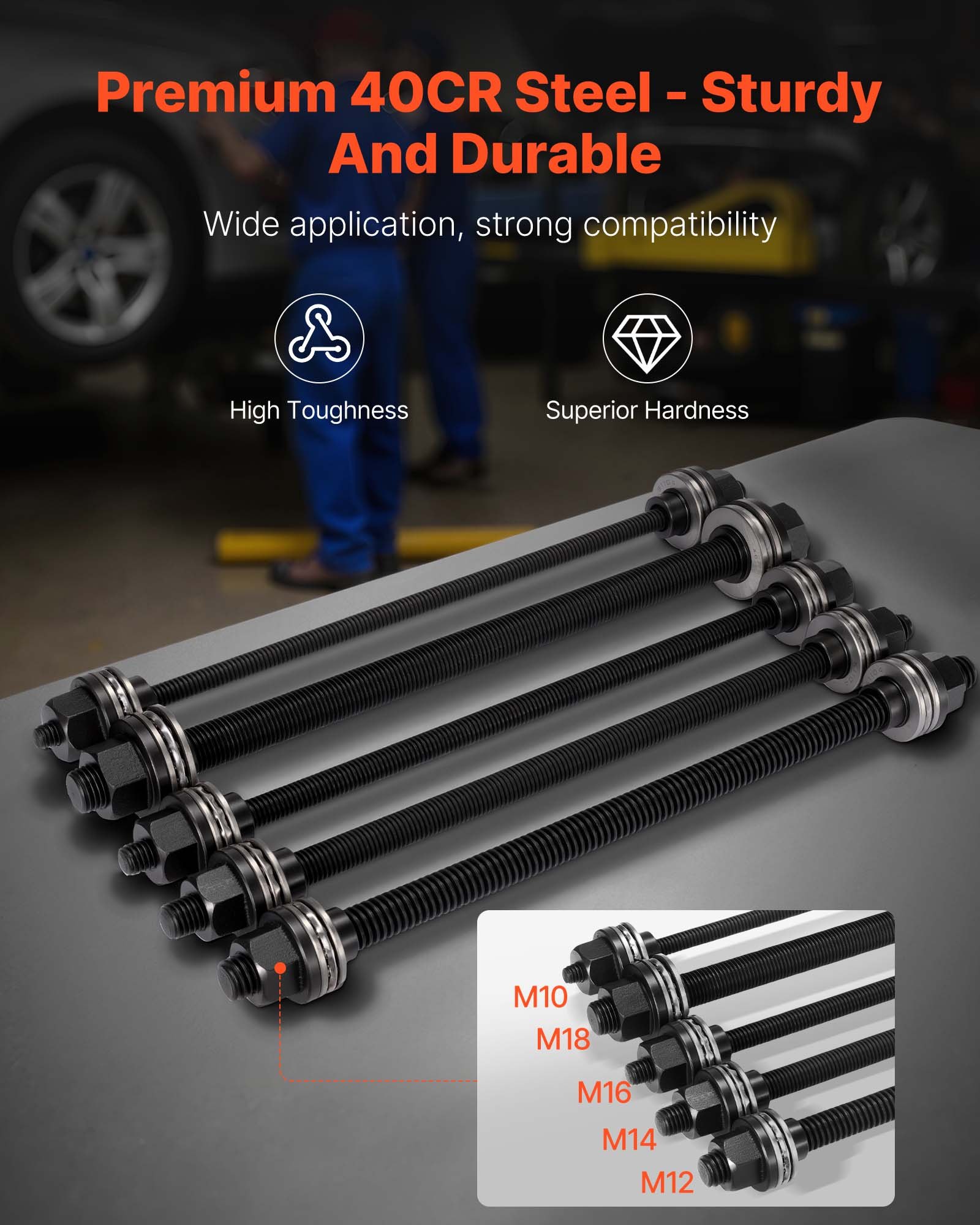 VEVOR Pull and Press Sleeve Kit, 27 PCS, Steel Bush Removal Insertion Sleeve Tools with Carrying Case, Compatible with LCV and HGV Engines, for Removing and Installing Bushings, Bearings, and Seals