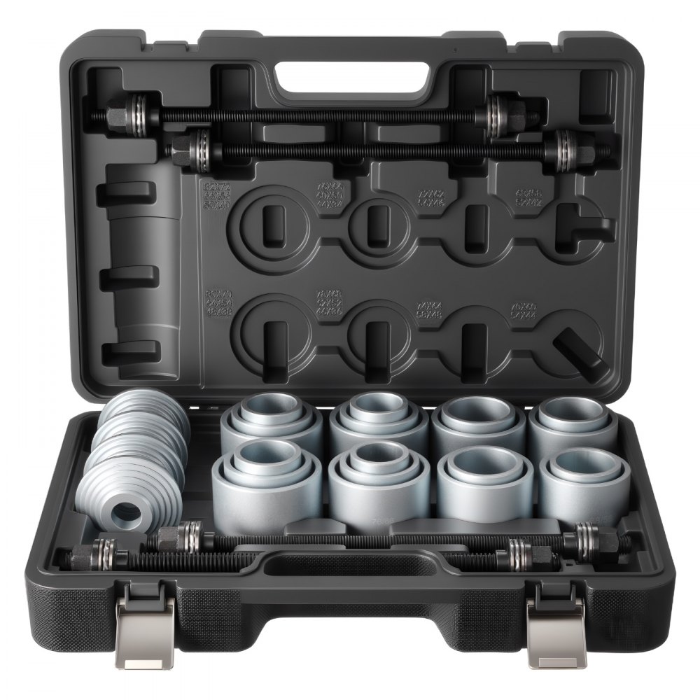 VEVOR Pull and Press Sleeve Kit, 28 PCS, Steel Bush Removal Insertion Sleeve Tools with Carrying Case, Compatible with LCV and HGV Engines, for Removing and Installing Bushings, Bearings, and Seals