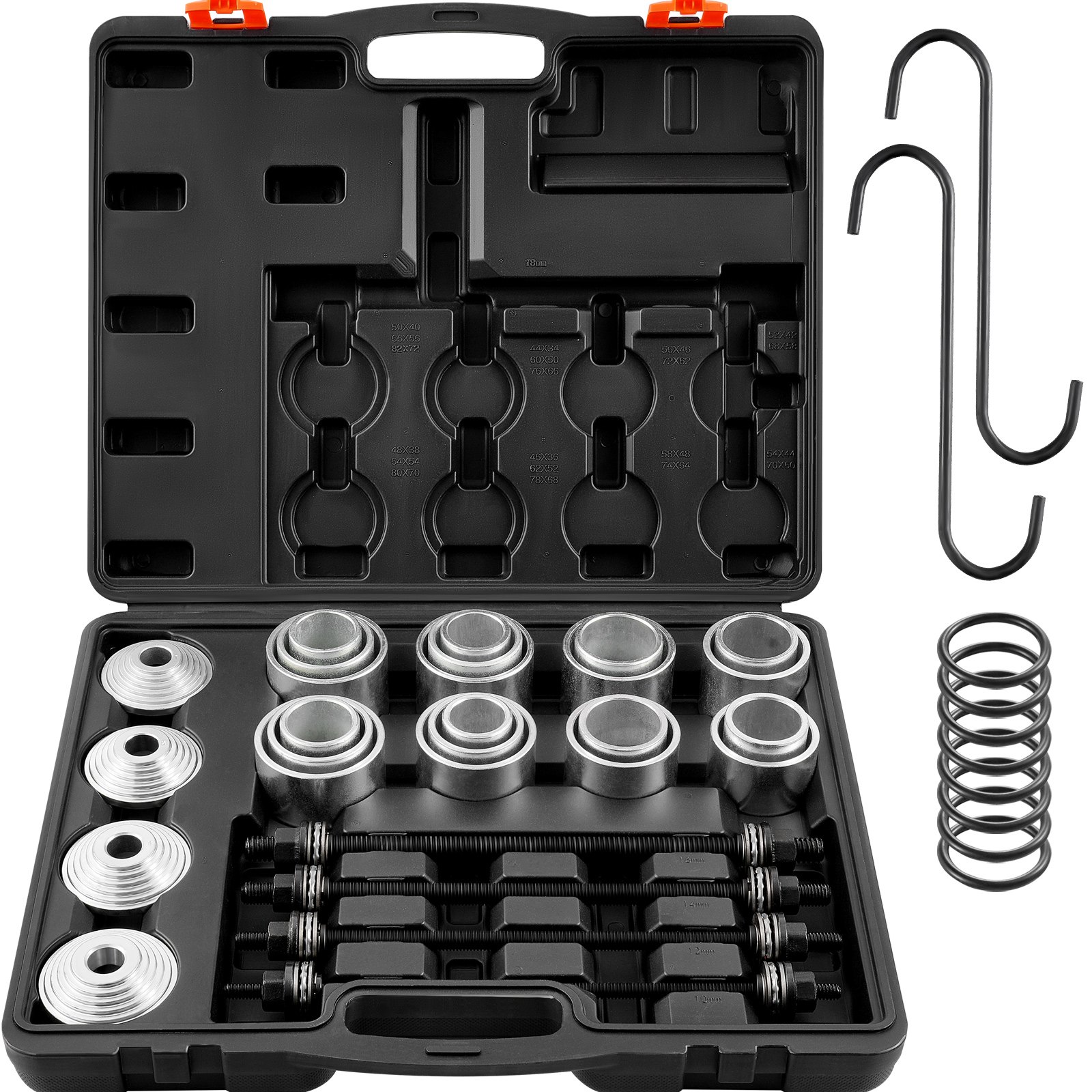 VEVOR 28 PCS Pull and Press Sleeve Kit, Steel Bush Bearing Removal and Installation Set, Bush Removal Insertion Sleeve Tools with Carrying Case, Multi-Vehicle Compatibility for LCV and HGV Engines