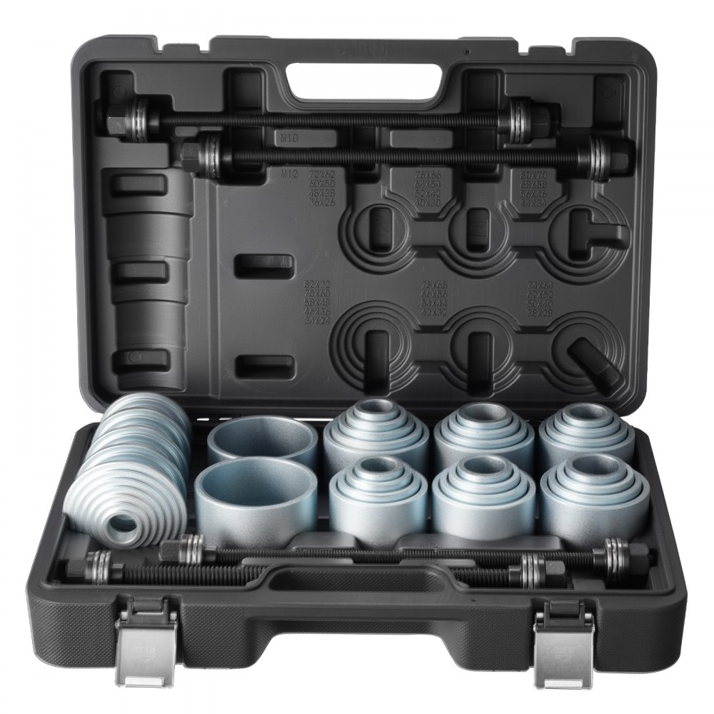 VEVOR Pull and Press Sleeve Kit, 36 PCS, Steel Bush Removal Insertion Sleeve Tools with Carrying Case, Compatible with LCV and HGV Engines, for Removing and Installing Bushings, Bearings, and Seals