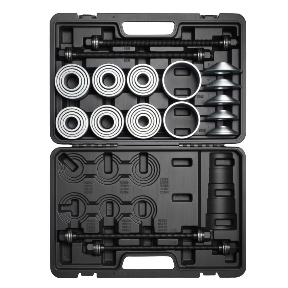 VEVOR Pull and Press Sleeve Kit, 36 PCS, Steel Bush Removal Insertion Sleeve Tools with Carrying Case, Compatible with LCV and HGV Engines, for Removing and Installing Bushings, Bearings, and Seals