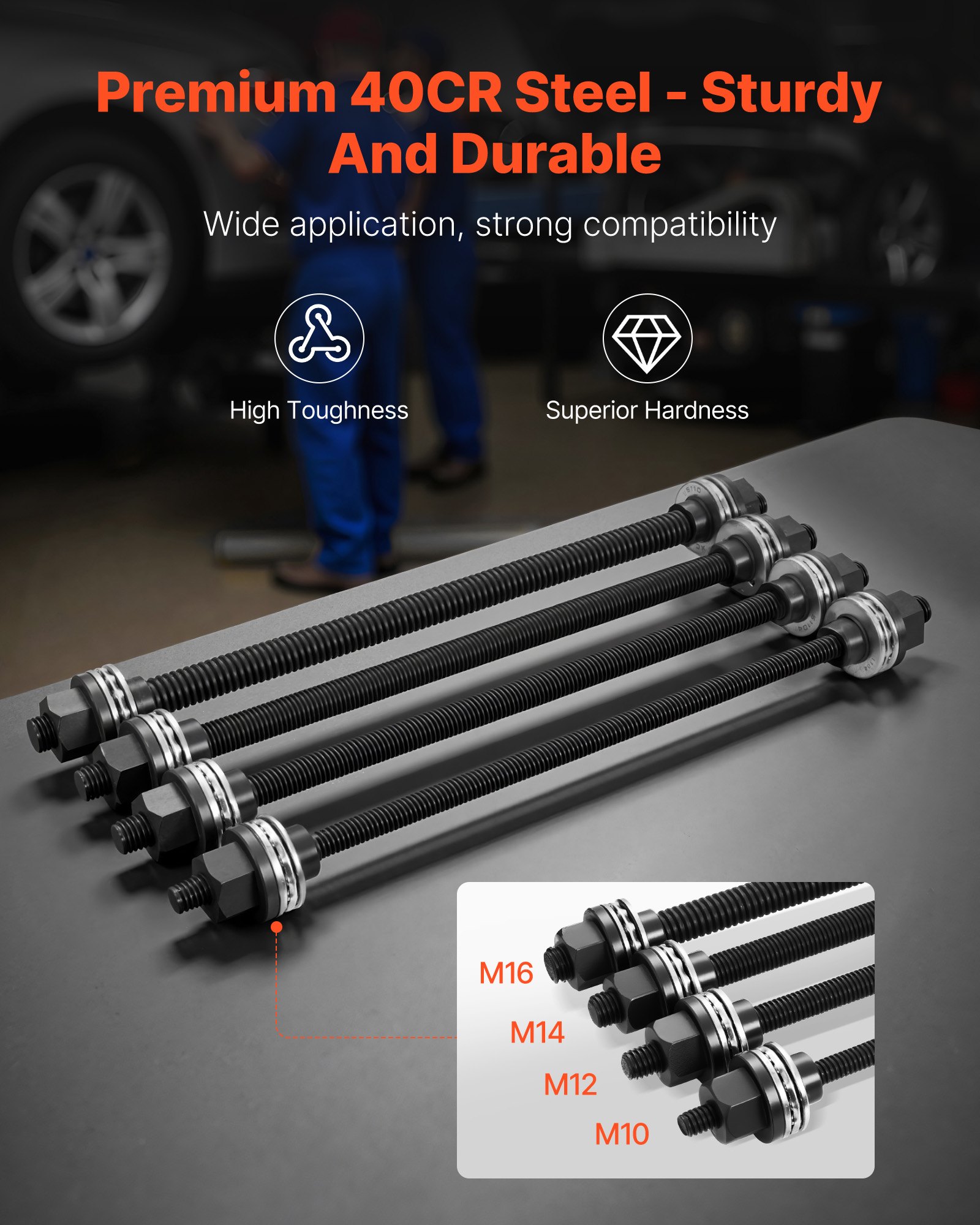 VEVOR Pull and Press Sleeve Kit, 36 PCS, Steel Bush Removal Insertion Sleeve Tools with Carrying Case, Compatible with LCV and HGV Engines, for Removing and Installing Bushings, Bearings, and Seals