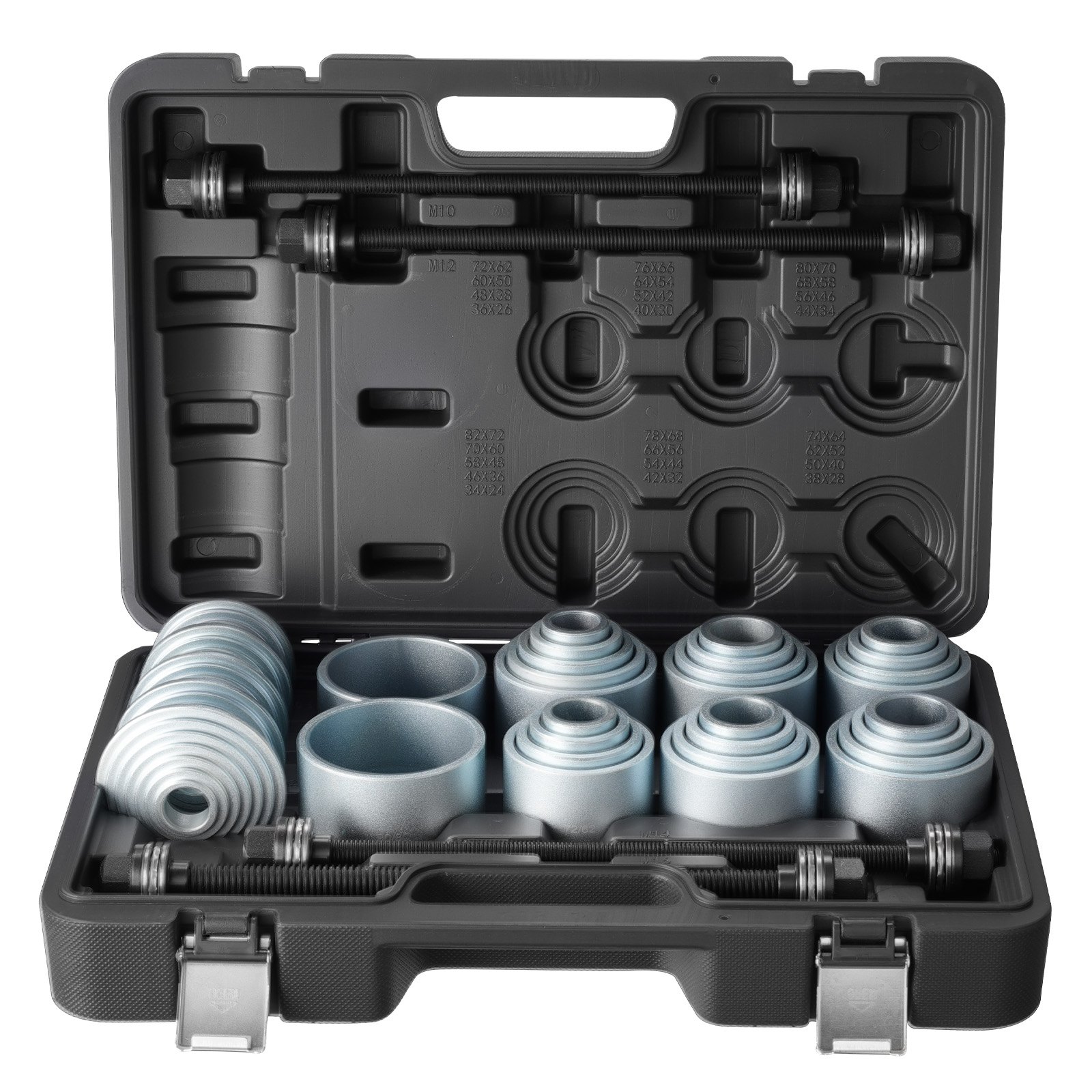 VEVOR Pull and Press Sleeve Kit, 36 PCS, Steel Bush Removal Insertion Sleeve Tools with Carrying Case, Compatible with LCV and HGV Engines, for Removing and Installing Bushings, Bearings, and Seals