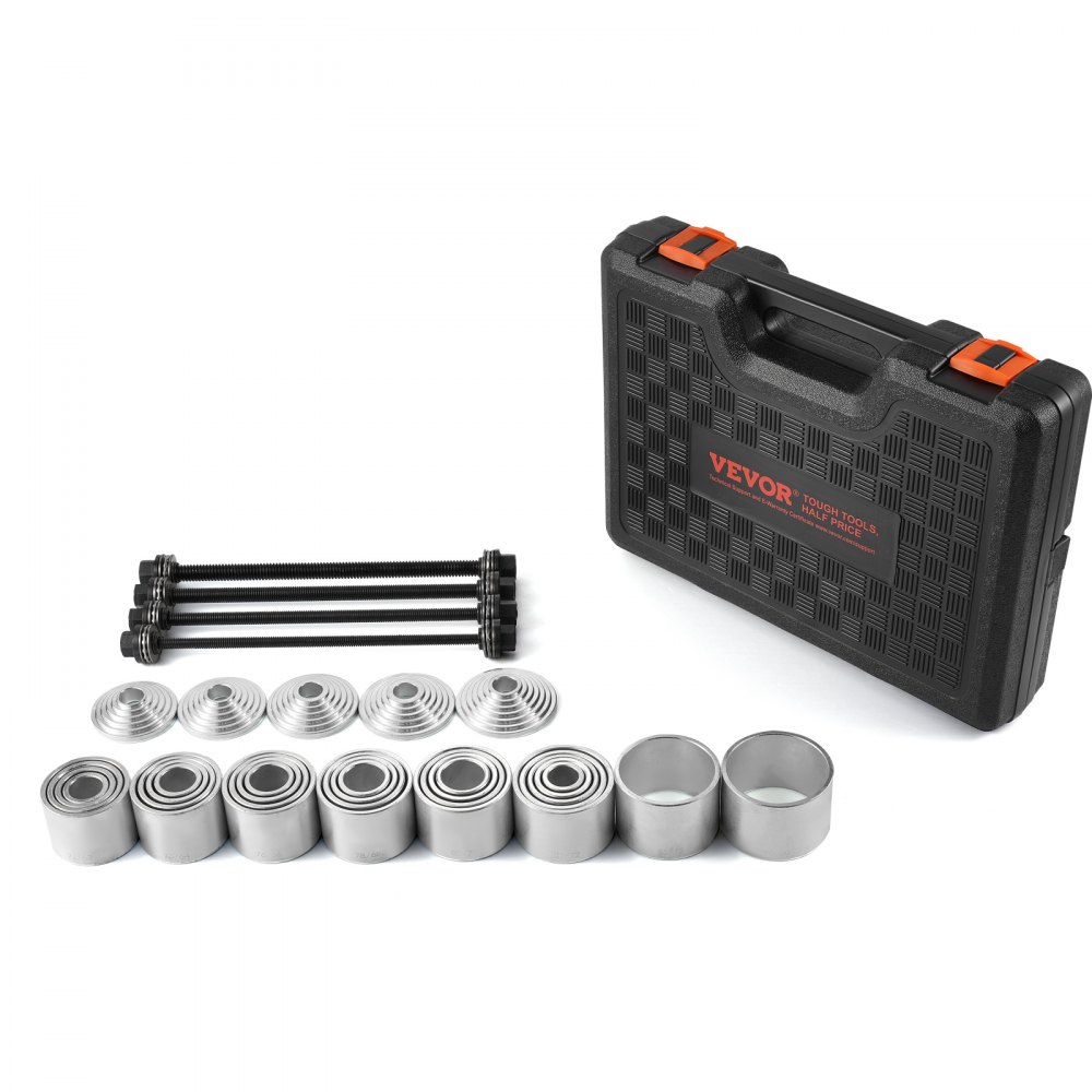 VEVOR 36 PCS Pull and Press Sleeve Kit, Steel Bush Bearing Removal and Installation Set, Bush Removal Insertion Sleeve Tools with Carrying Case, Multi-Vehicle Compatibility for LCV and HGV Engines