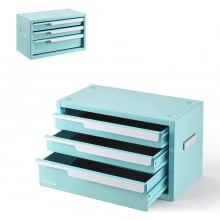 VEVOR Steel Tool Box with 3 Drawers Portable Metal Toolbox Heavy Duty Green, for Garage Workshop Repair Shop Workbench, Magnetic Design, Tool Chest Cabinet Storage Organizer, with Protective Liners