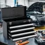 VEVOR Verktygslåda i metall, 20,5 tum, Bärbar verktygslåda i metall med 4 lådor, Liten verktygslåda med EVA-foder, Kullager, Låsbara utdragslådor och Pulverlackerad finish, Multifunktionell verktygsorganisatör