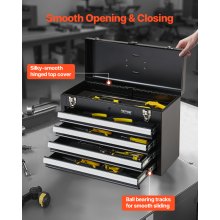 VEVOR Tool Box 520 mm Portable Metal Tool Box with 4 Drawers Tool Organizer