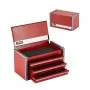 VEVOR Metal Tool Box, 8.6-inch, Portable Metal Tool Box with 3 Drawers, Small Tool Chest with EVA Liners and PP Feet Pads, Heavy-Duty Steel With Ball Bearing Opening and Powder Coated Finish, Red