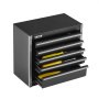 Caja de herramientas metálica VEVOR de 8,6 pulgadas, portátil, con 5 cajones, pequeña caja de herramientas con revestimiento de EVA y almohadillas de PP, de acero resistente con apertura para rodamientos de bolas y acabado con recubrimiento en polvo, color negro.
