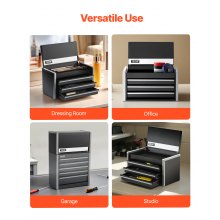 VEVOR Tool Box 8.6-inch Portable Metal Tool Box with 3 Drawers Tool Organizer