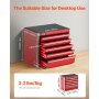 VEVOR Metal Tool Box, 8.6-inch, Portable Metal Tool Box with 5 Drawers, Small Tool Chest with EVA Liners and PP Feet Pads, Heavy-Duty Steel With Ball Bearing Opening and Powder Coated Finish, Red