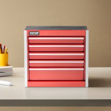 VEVOR Tool Box 218.4 mm Portable Metal Tool Box 5 Drawers Tool Organizer Red