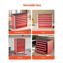 Tool Box 8.6-inch Portable Metal Tool Box with 5 Drawers Tool Organizer Red