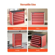 VEVOR Metal Tool Box, 8.6-inch, Portable Metal Tool Box with 5 Drawers, Small Tool Chest with EVA Liners and PP Feet Pads, Heavy-Duty Steel With Ball Bearing Opening and Powder Coated Finish, Red